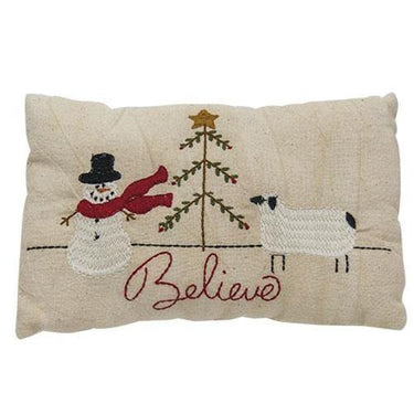 Snowman & Sheep Believe Decorative Christmas Pillow, 6